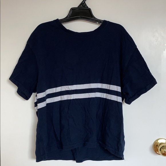 Brandy Melville aleena top navy w 2 white stripes - Picture 1 of 3